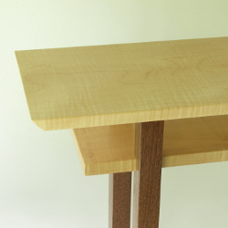 Mokuzai Furniture's Classic Table is available is this popular combination of Tiger Maple and Walnut